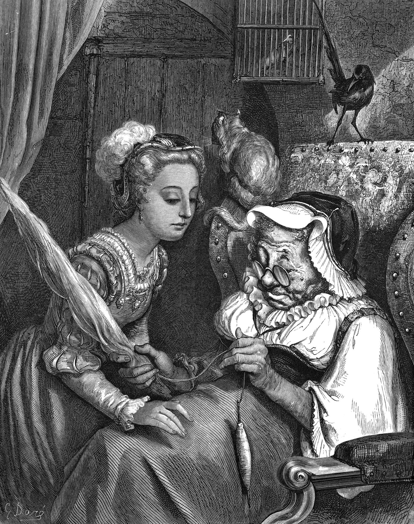 Спящая красавица — старинная иллюстрация